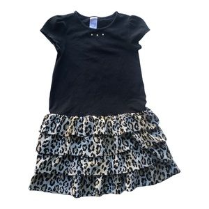 Girl Size 6 Gymboree Dress, Black Leopard Print Ruffle Skirt Summer Casual 410